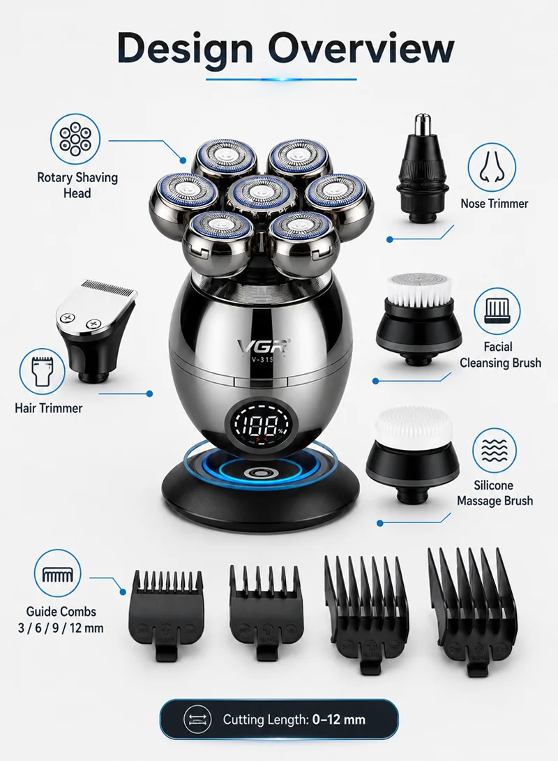 Waterproof Cordless Men's Shaver & Grooming SET β photo 4
