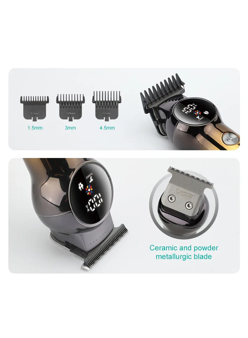 1200mAh Corded & Cordless Professional LED Display Hair Clipper With Turbo Mode Function — photo 5
