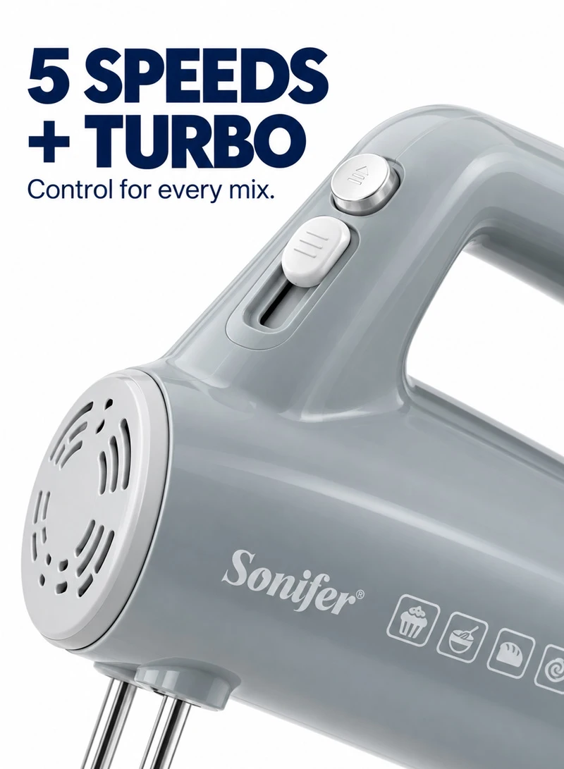 5-Speed Electric Hand Mixer For Mixing Dough, Cream & Egg Whites - Grey — photo 4