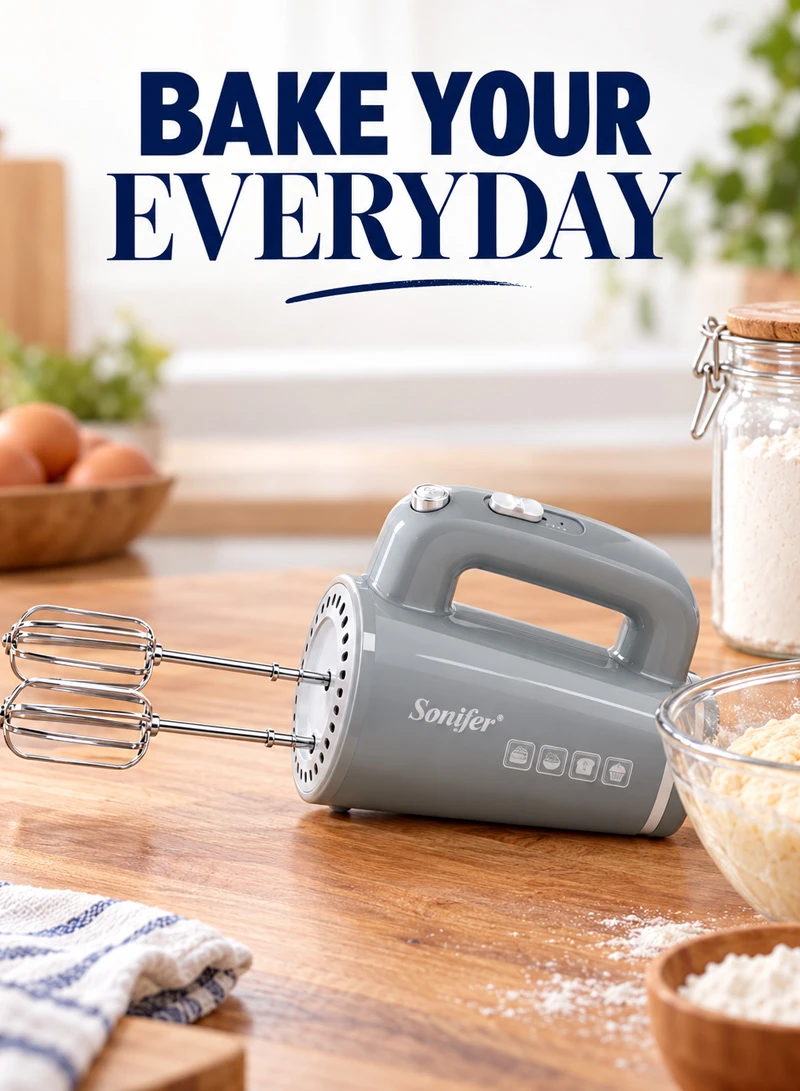 5-Speed Electric Hand Mixer For Mixing Dough, Cream & Egg Whites - Grey — photo 5