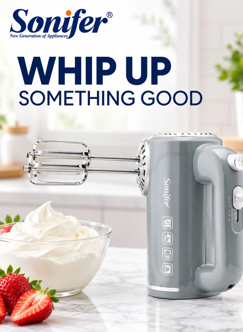 5-Speed Electric Hand Mixer For Mixing Dough, Cream & Egg Whites - Grey — photo 7