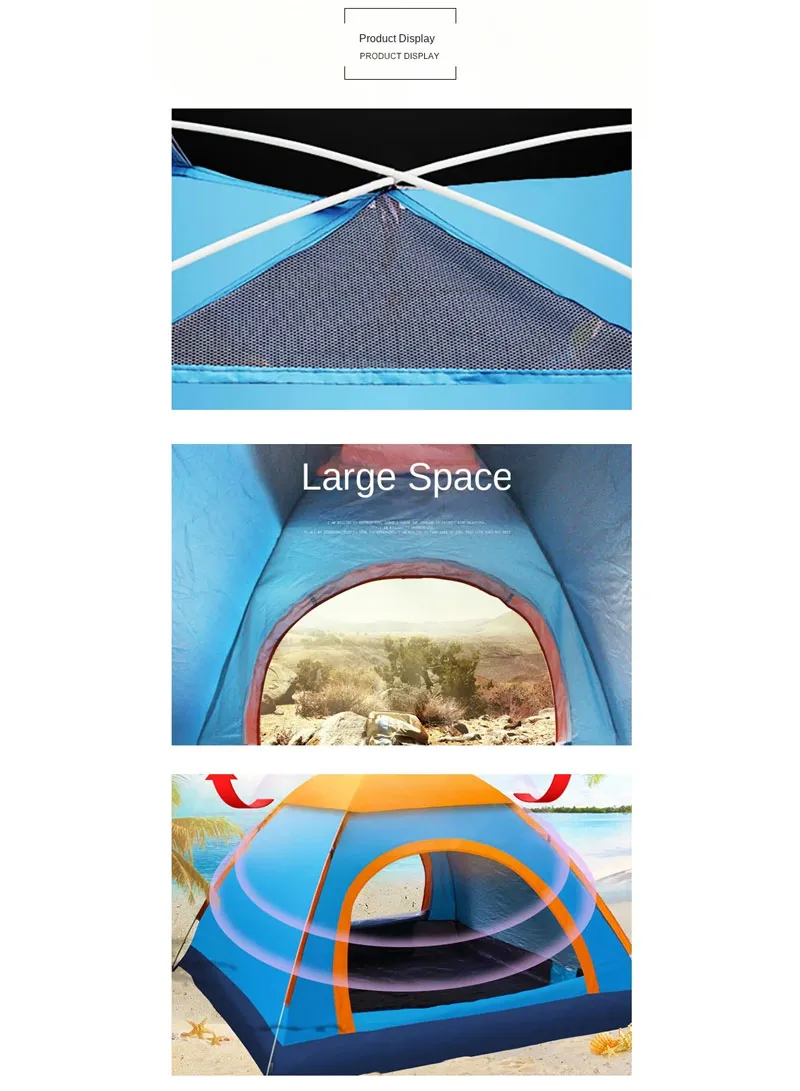 2 People Double Door Single Layer Automatic Installation Tent, Outdoor Activity Waterproof Wind — photo 3