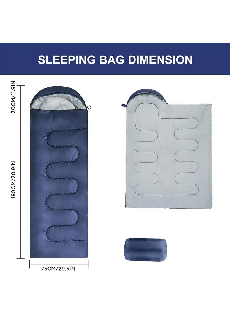 1KG Lightweight Foldable Polyester Single Sleeping Bag E03 Navy Blue — photo 2