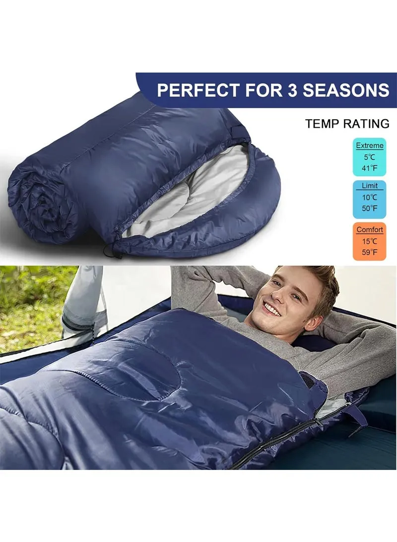 1KG Lightweight Foldable Polyester Single Sleeping Bag E03 Navy Blue — photo 3