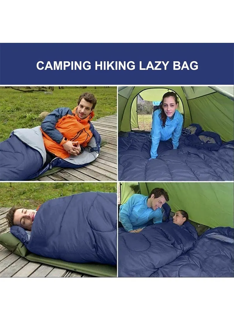 1KG Lightweight Foldable Polyester Single Sleeping Bag E03 Navy Blue β photo 5