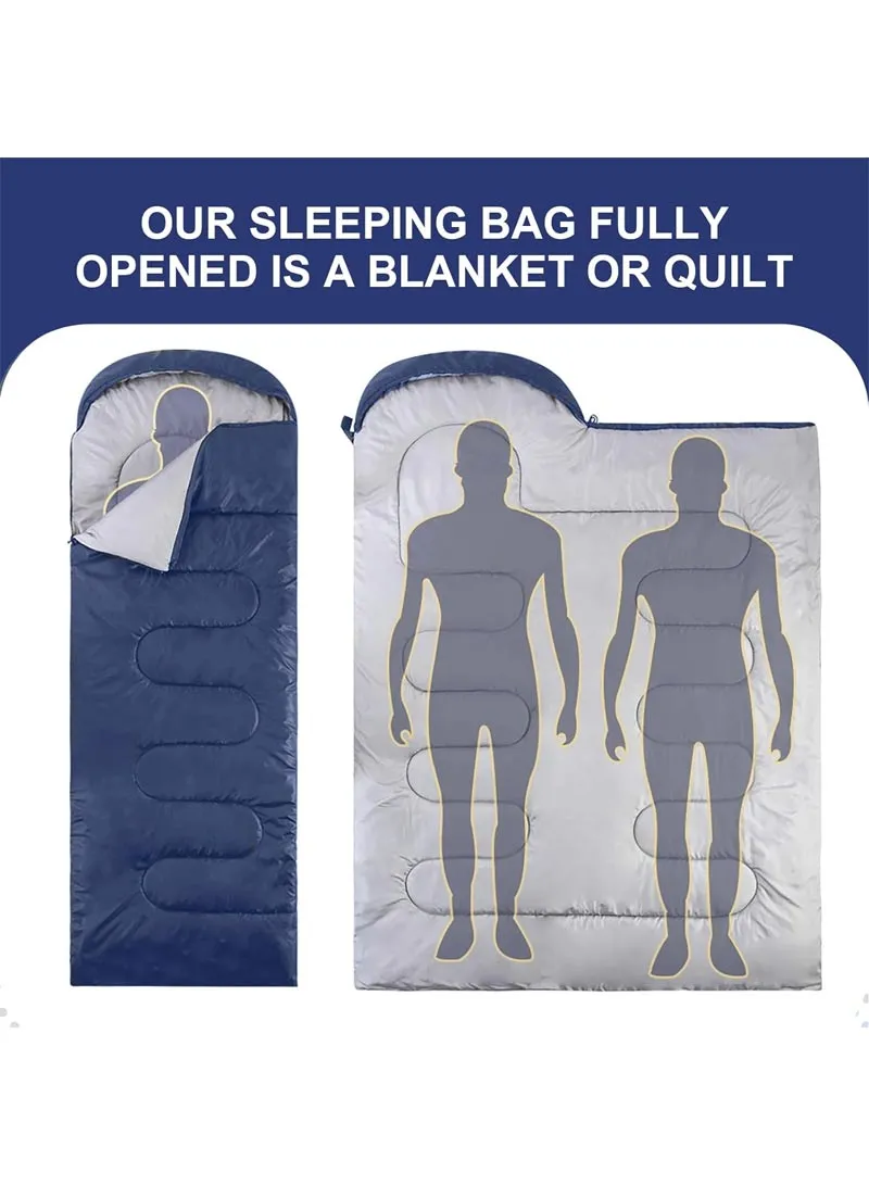 1KG Lightweight Foldable Polyester Single Sleeping Bag E03 Navy Blue — photo 6