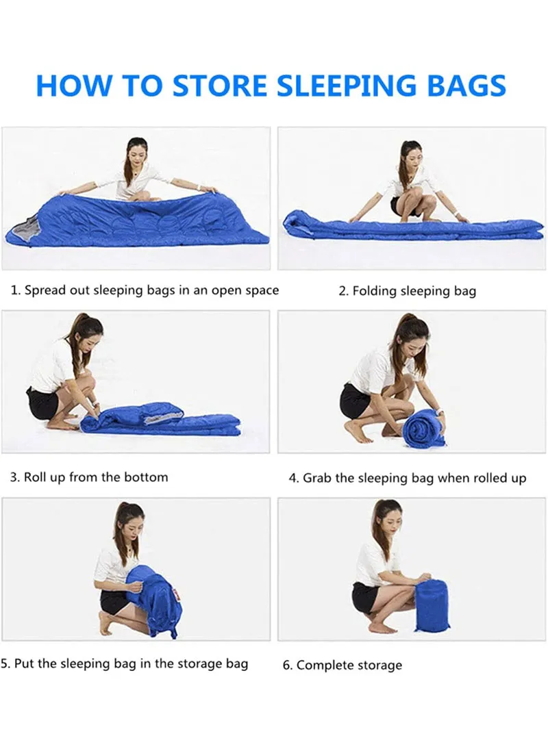1KG Lightweight Foldable Polyester Single Sleeping Bag E03 Navy Blue — photo 9