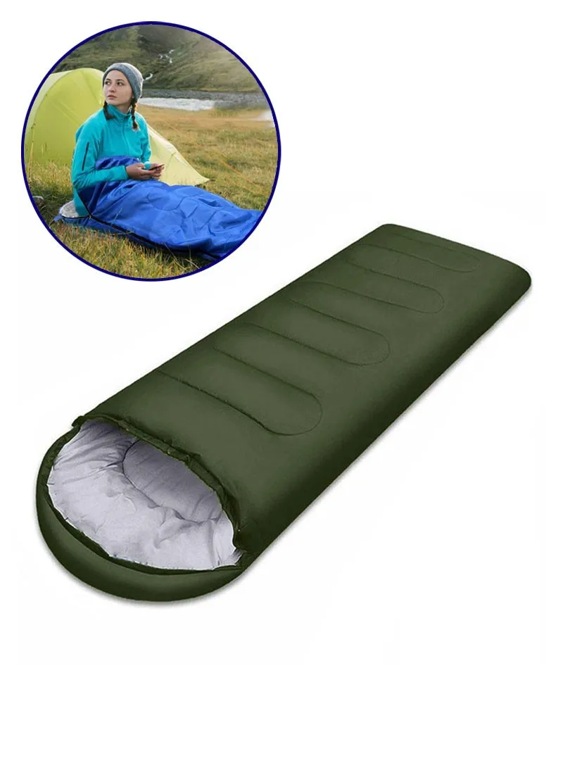 1KG Lightweight Foldable Polyester Single Sleeping Bag in Green E03 - Green