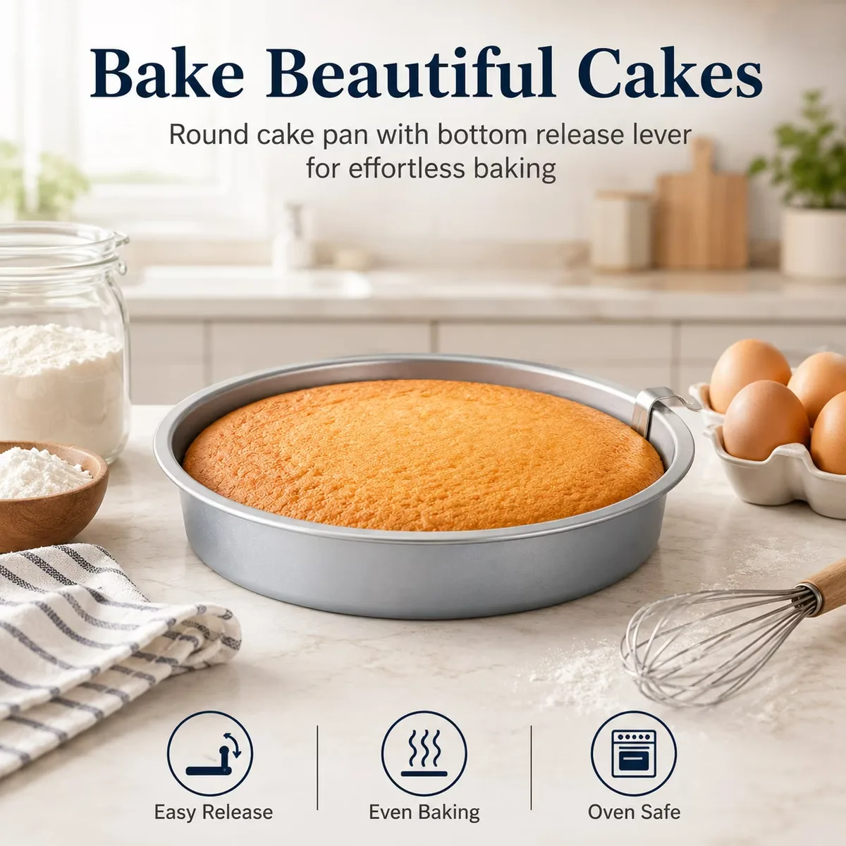 Round Cake Pan Metal Nonstick - Fast Release Baking Pan β photo 3