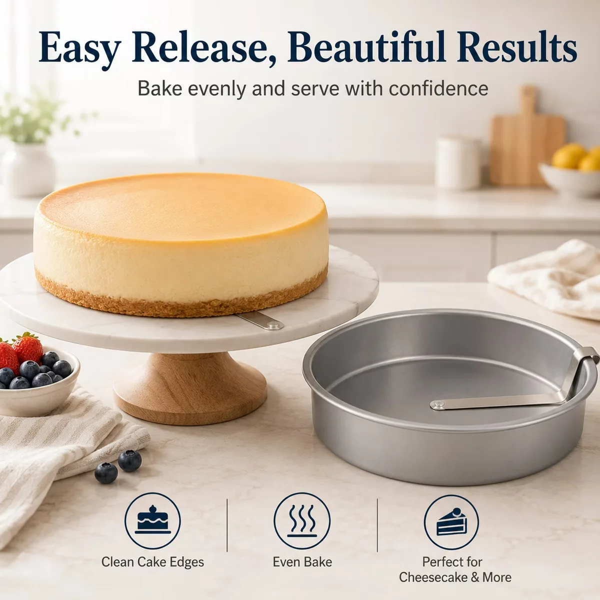 Round Cake Pan Metal Nonstick - Fast Release Baking Pan β photo 4
