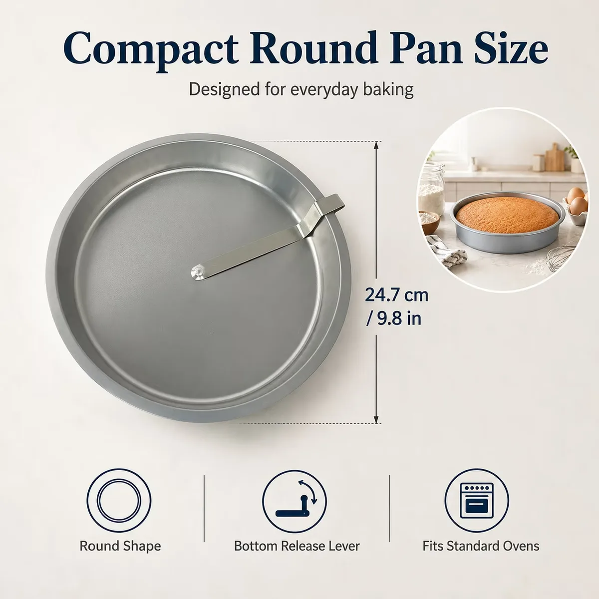 Round Cake Pan Metal Nonstick - Fast Release Baking Pan β photo 6