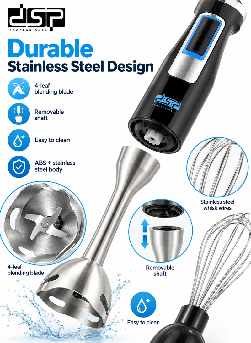 4-In-1 High Power Stainless Steel Hand Blender Set With 2 Speed — photo 4