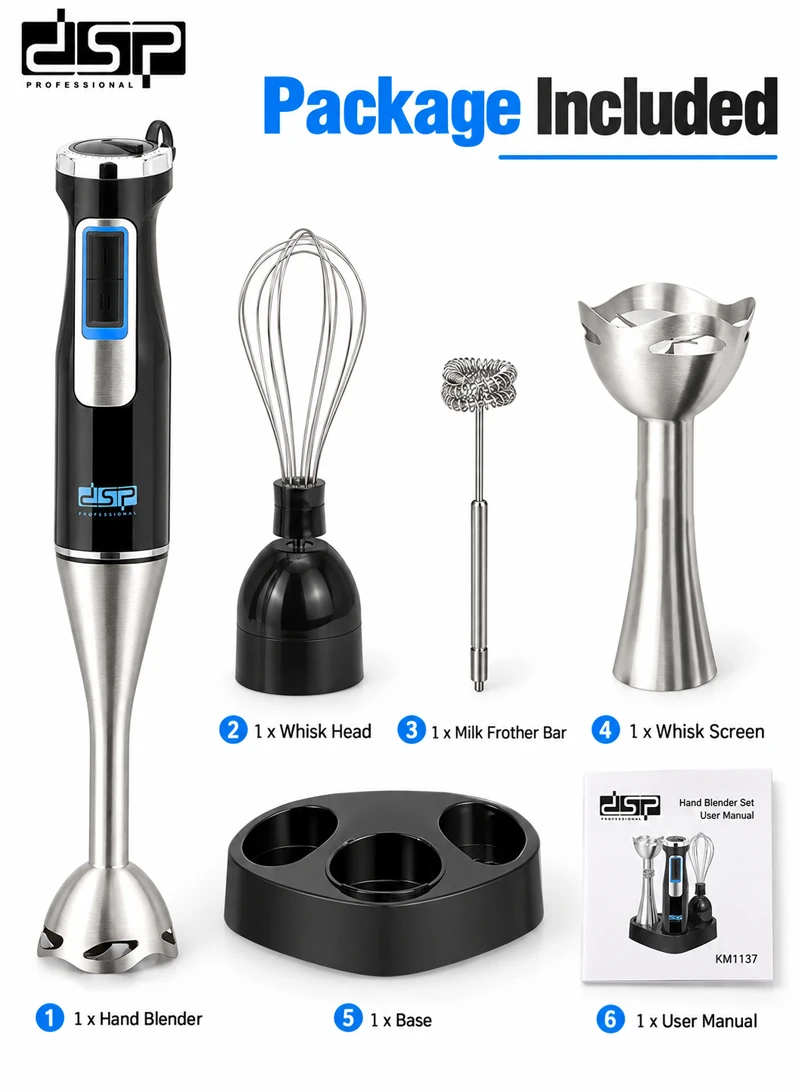 4-In-1 High Power Stainless Steel Hand Blender Set With 2 Speed — photo 6