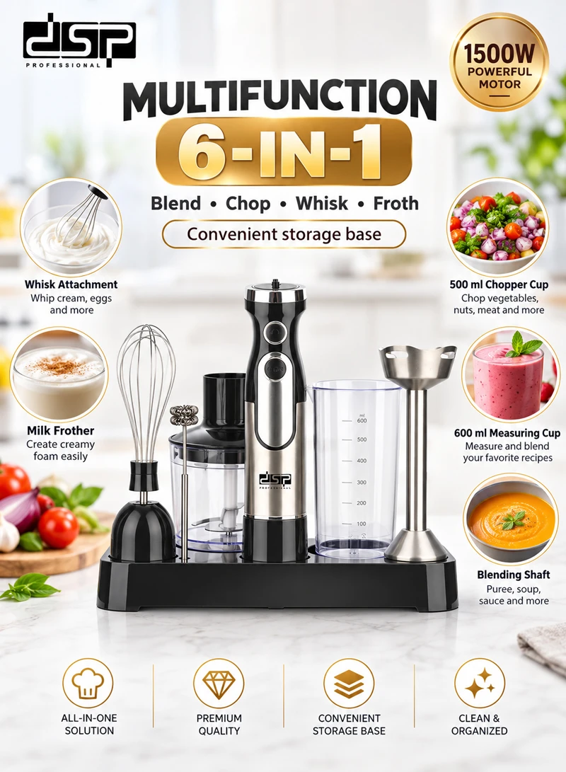 6-In-1 High Power Stainless Steel Hand Blender Set With 2 Speed β photo 5