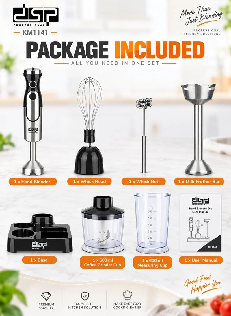 6-In-1 High Power Stainless Steel Hand Blender Set With 2 Speed β photo 7