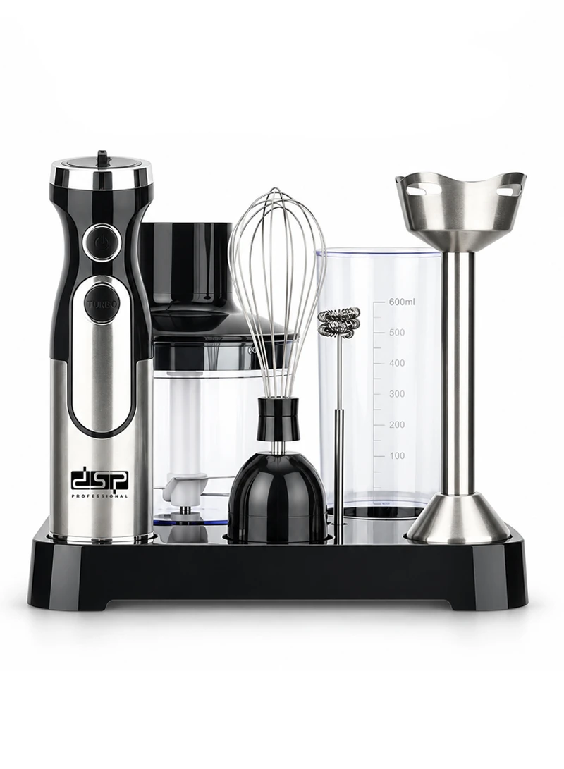6-In-1 High Power Stainless Steel Hand Blender Set With 2 Speed