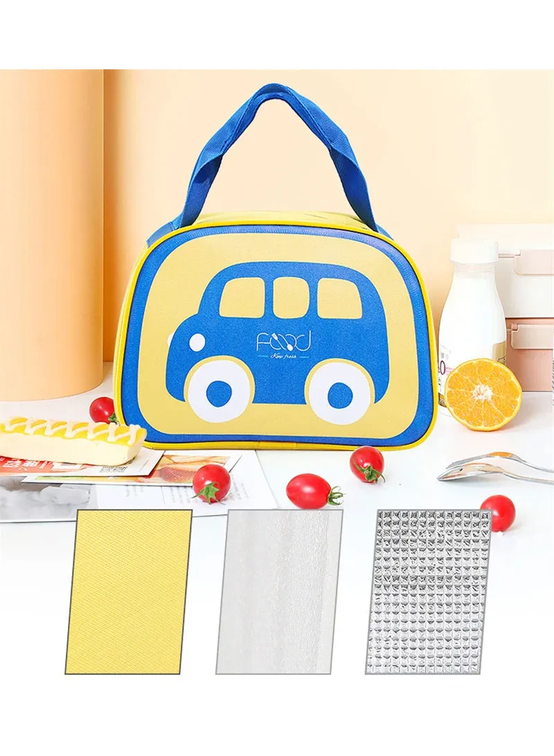 Cartoon Car Bento Portable Handheld Lunchbox Bag For Kids -Yellow — photo 5