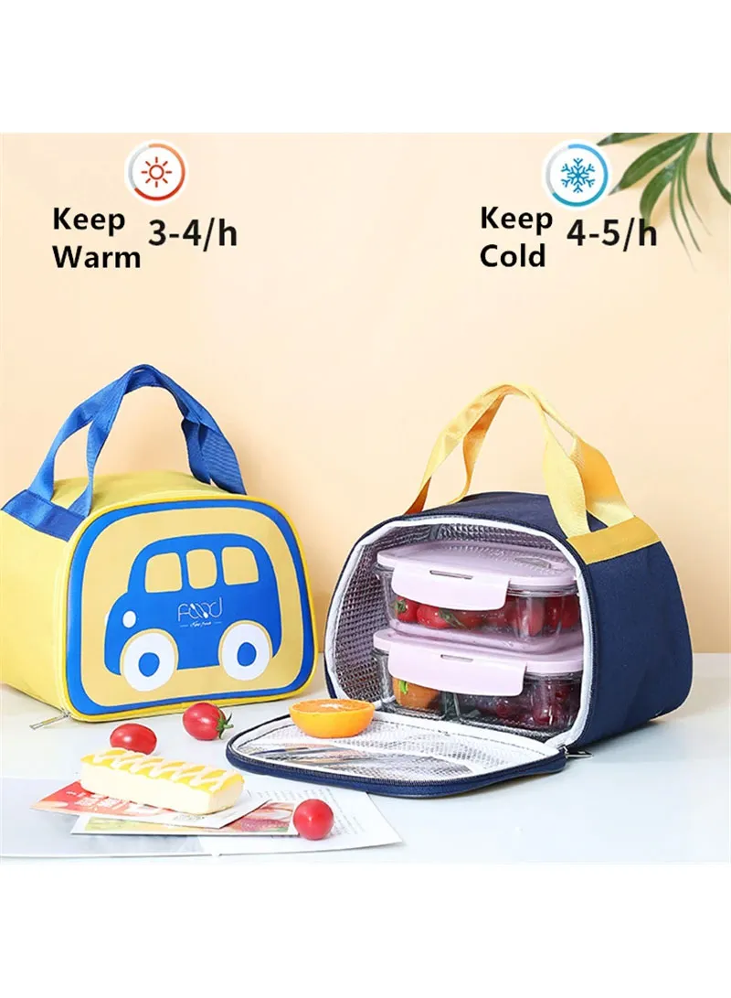 Cartoon Car Bento Portable Handheld Lunchbox Bag For Kids -Yellow — photo 8