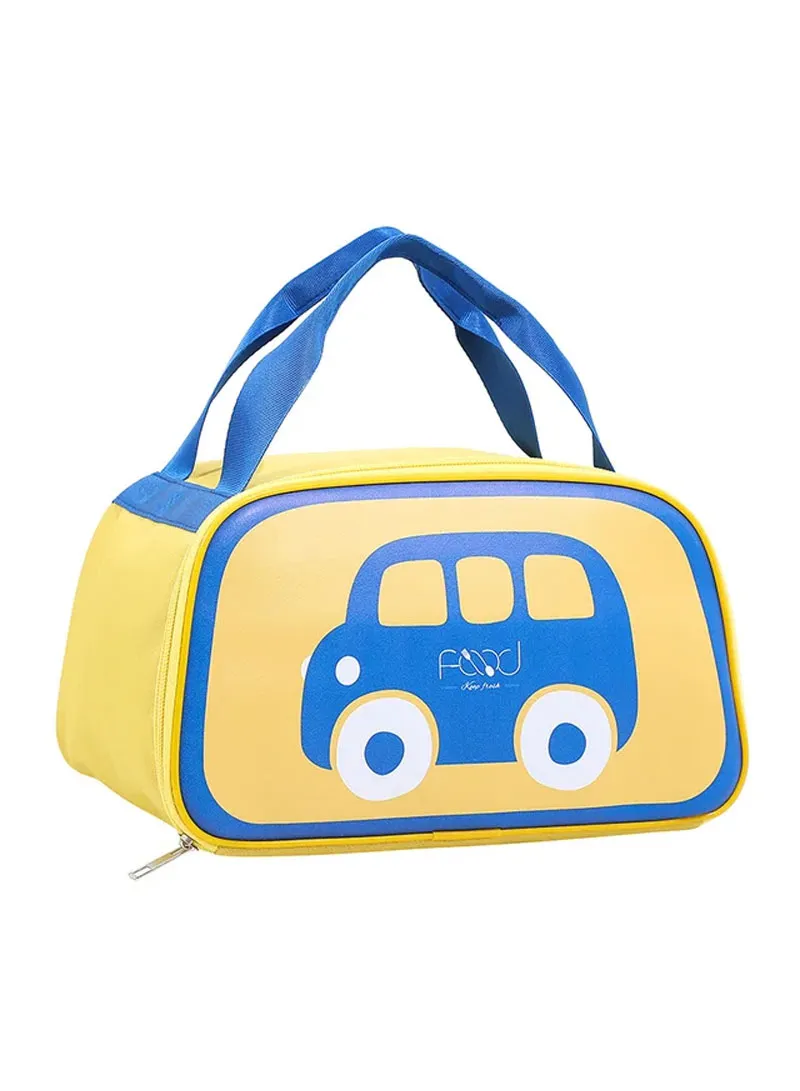 Cartoon Car Bento Portable Handheld Lunchbox Bag For Kids -Yellow