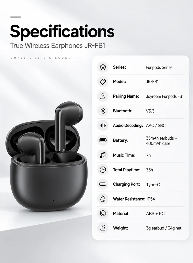 400mAh Funpods Series True Wireless Earphones with AI Translation - Black β photo 7