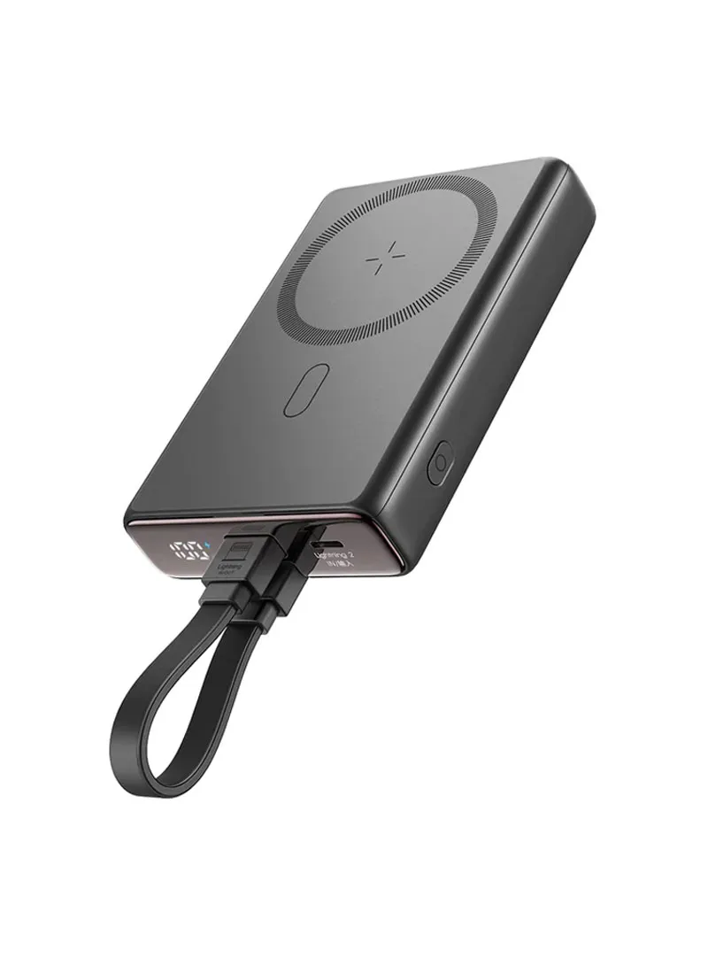 20W 10000mAh Magnetic Wireless Power Bank With Built-in Type-C to Lightning Cable & Kickstand