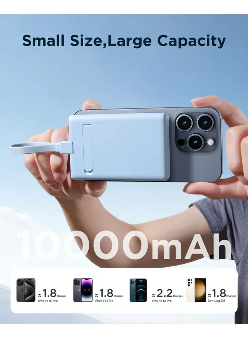 20W 10000mAh Magnetic Wireless Power Bank with Built-in Type-C to Lightning Cable & Kickstand — photo 8