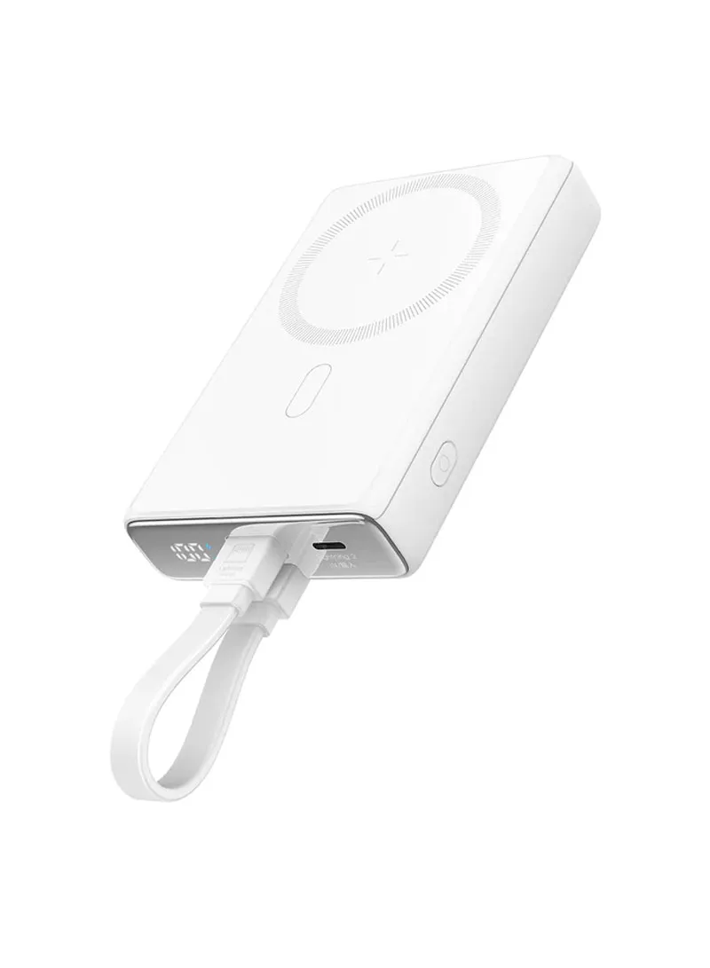 20W 10000mAh Magnetic Wireless Power Bank with Built-in Type-C to Lightning Cable & Kickstand