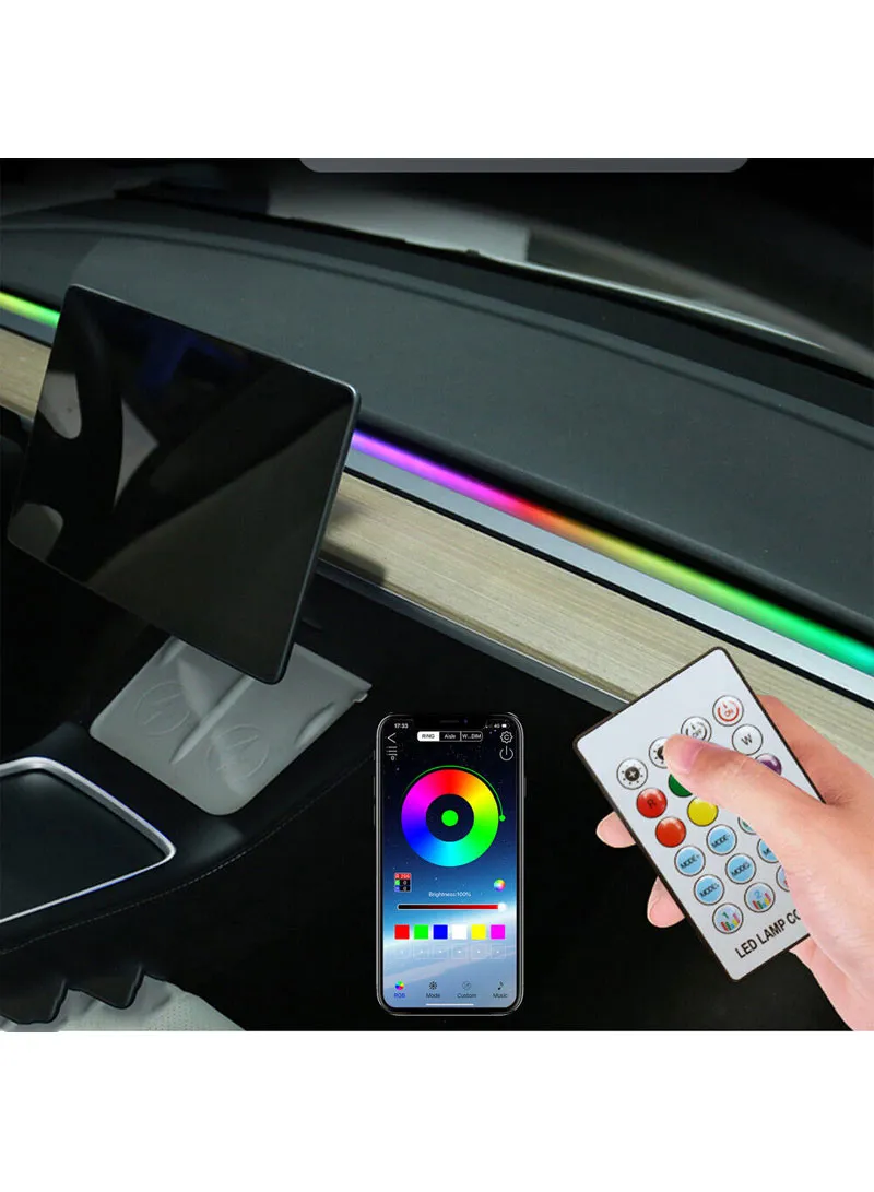 110cm+35cm USB Car Interior LED Central Control Atmosphere Lights Streamer Magic Color With Rem β photo 2