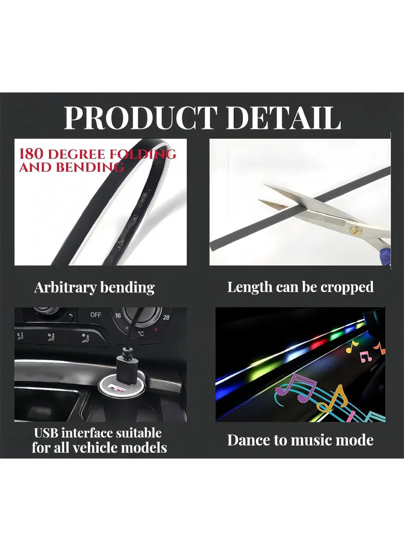 110cm+35cm USB Car Interior LED Central Control Atmosphere Lights Streamer Magic Color With Rem — photo 8