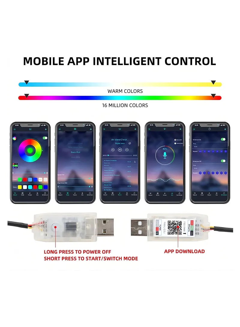 110cm+35cm USB Car Interior LED Central Control Atmosphere Lights Streamer Magic Color With Rem β photo 9