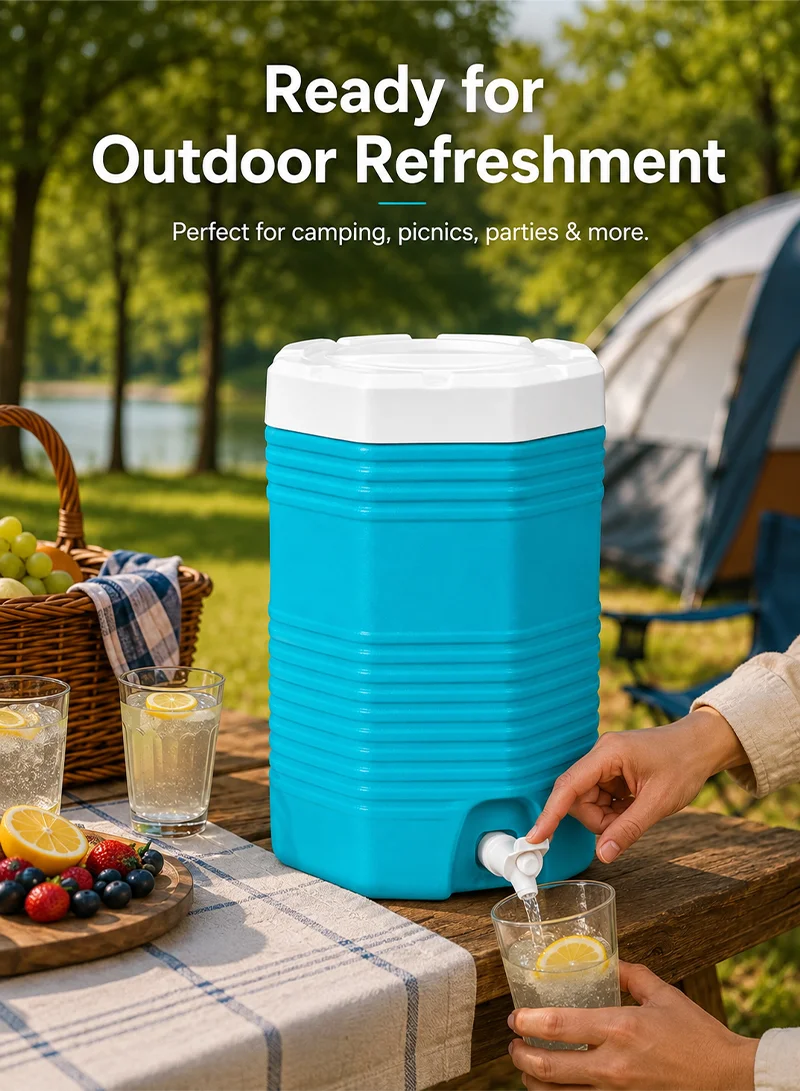 16L Portable Insulated Polyethylene Water Jug Cooler For Outdoor Activities - Blue — photo 6