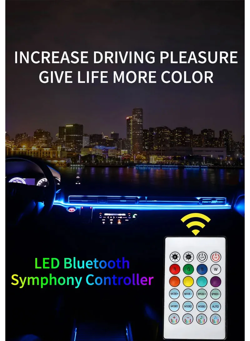 110cm USB Car Interior LED Central Control Atmosphere Lights Streamer Magic Color With Remote C β photo 4