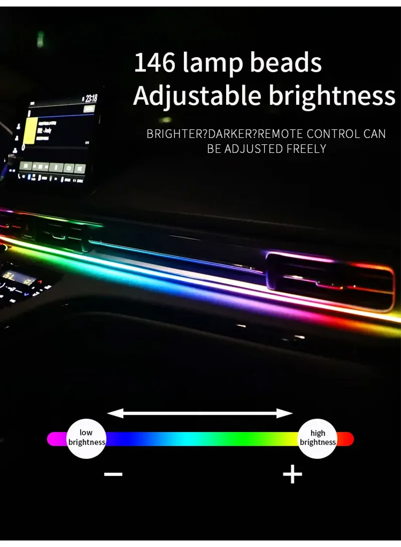 110cm USB Car Interior LED Central Control Atmosphere Lights Streamer Magic Color With Remote C — photo 5