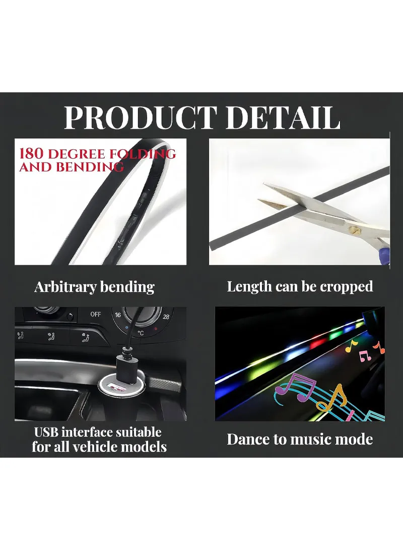 110cm USB Car Interior LED Central Control Atmosphere Lights Streamer Magic Color With Remote C — photo 7