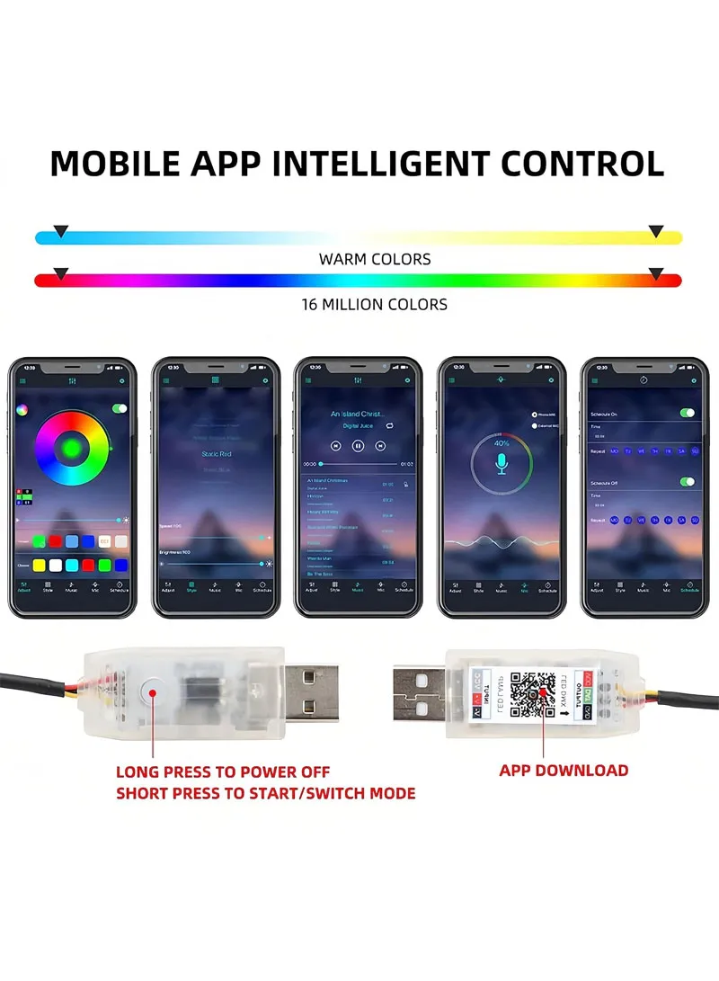 110cm USB Car Interior LED Central Control Atmosphere Lights Streamer Magic Color With Remote C — photo 8