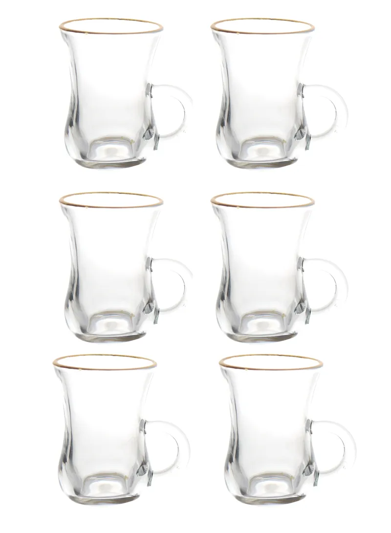 6Pcs 90ml Glass Cups Set With Comfortable Grip