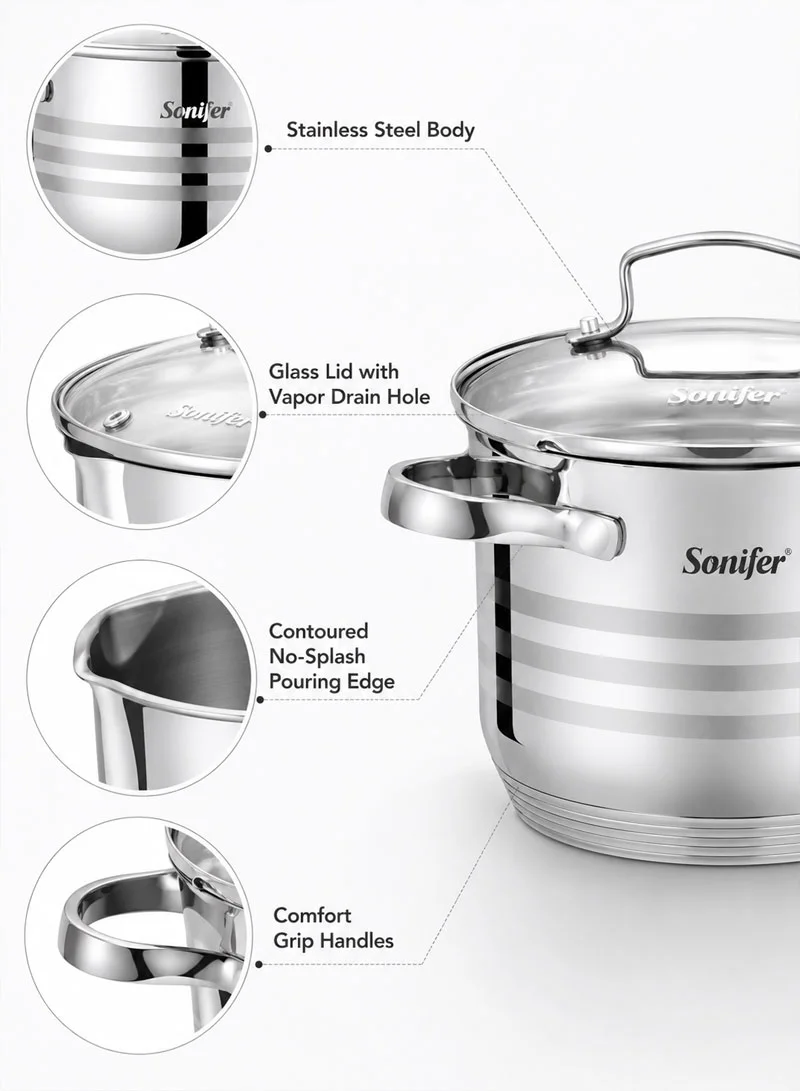 12 Pcs 16/18/20/24cm Stainless Steel Cookware Set Casseroles with Deep Frypan, Sauce Pan & 6 Ma β photo 7