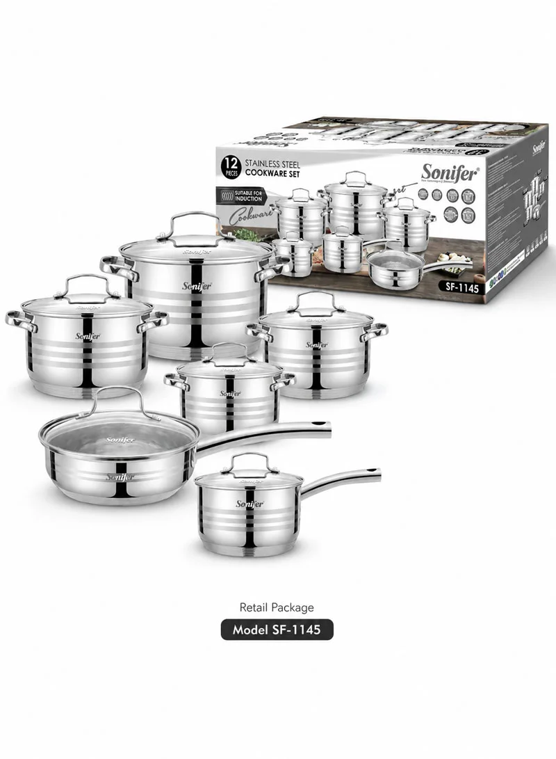 12 Pcs 16/18/20/24cm Stainless Steel Cookware Set Casseroles with Deep Frypan, Sauce Pan & 6 Ma — photo 9