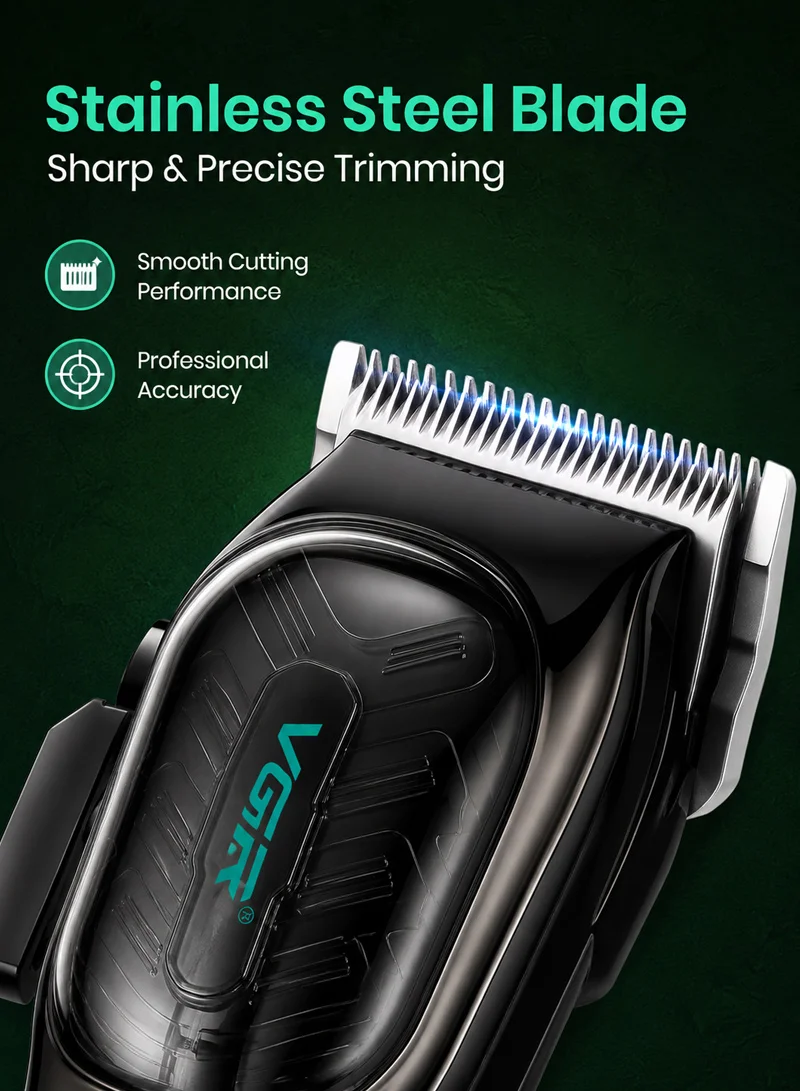 Professional Hair Clipper 20-Minute Runtime, LED Display & 6 Guide Combs, DC Motor - Green β photo 6