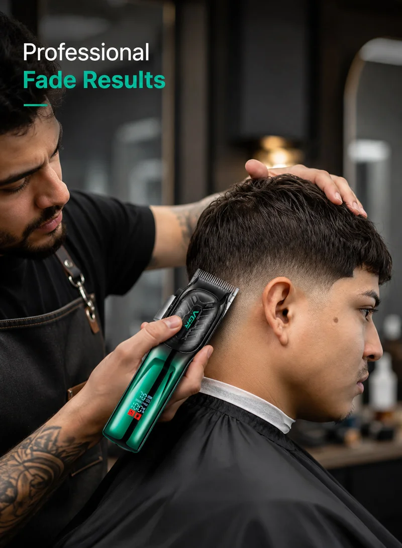 Professional Hair Clipper 20-Minute Runtime, LED Display & 6 Guide Combs, DC Motor - Green β photo 8