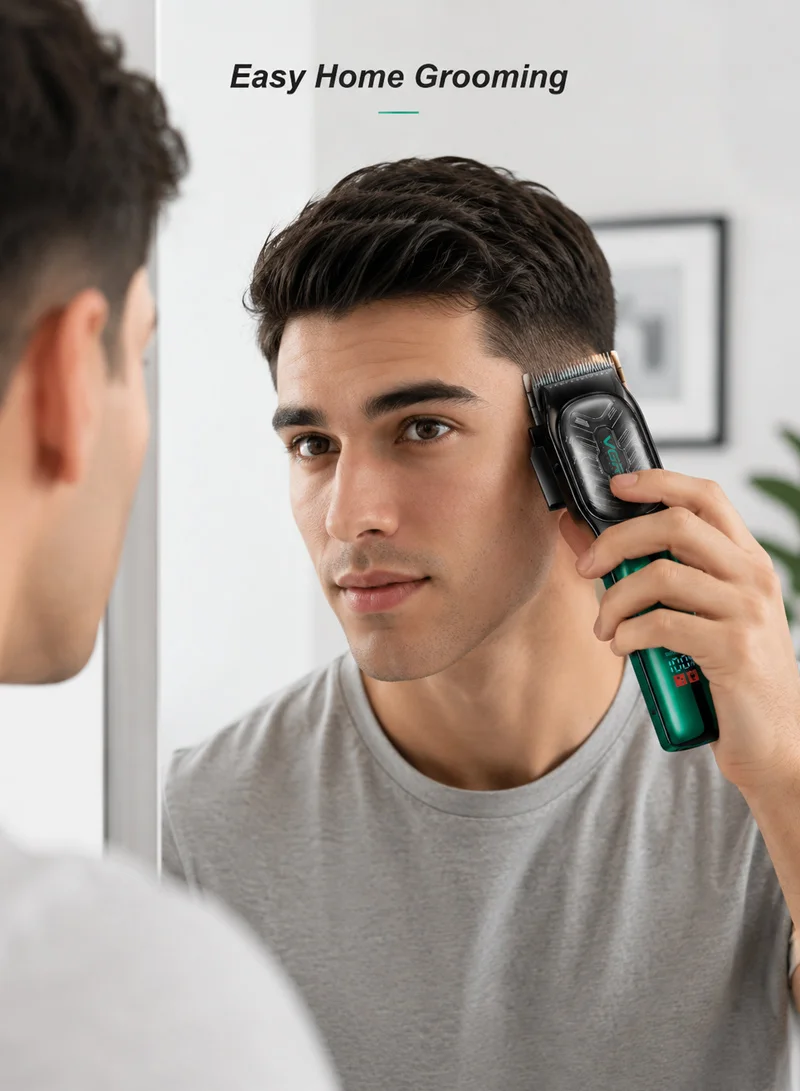 Professional Hair Clipper 20-Minute Runtime, LED Display & 6 Guide Combs, DC Motor - Green β photo 9