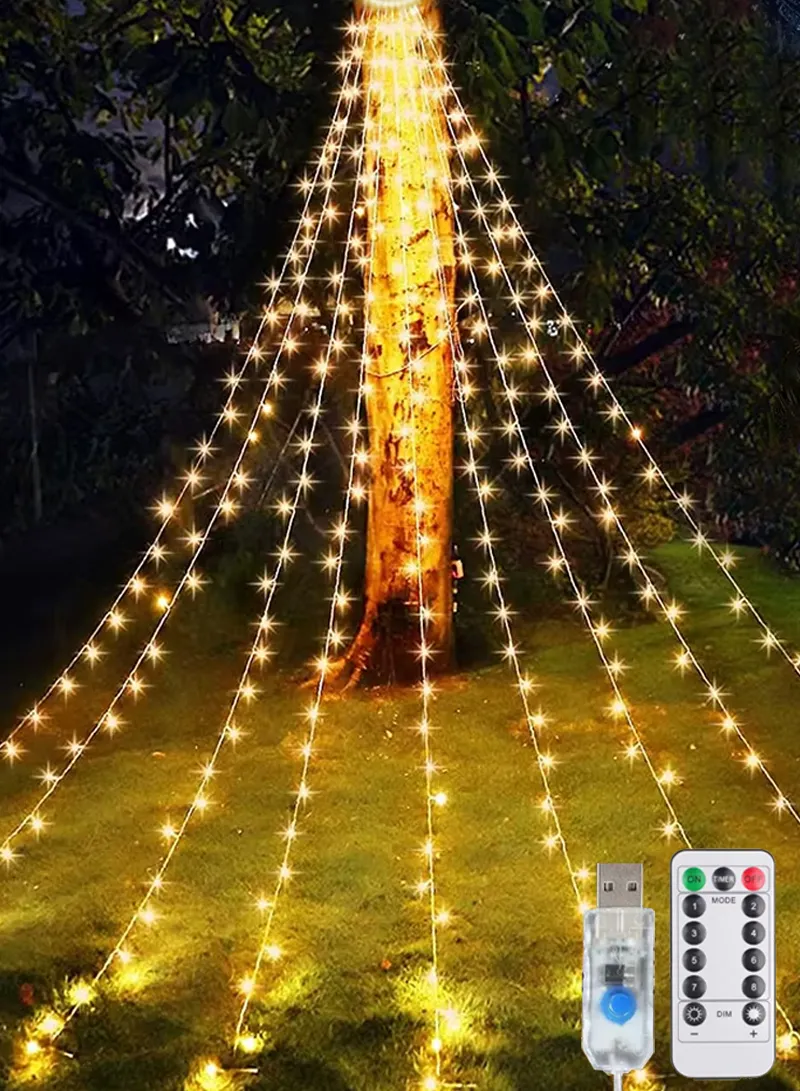 2m x 9 Hanging Light USB Powered Leather Horsetail String Light, Waterfall String Lights, Flexi