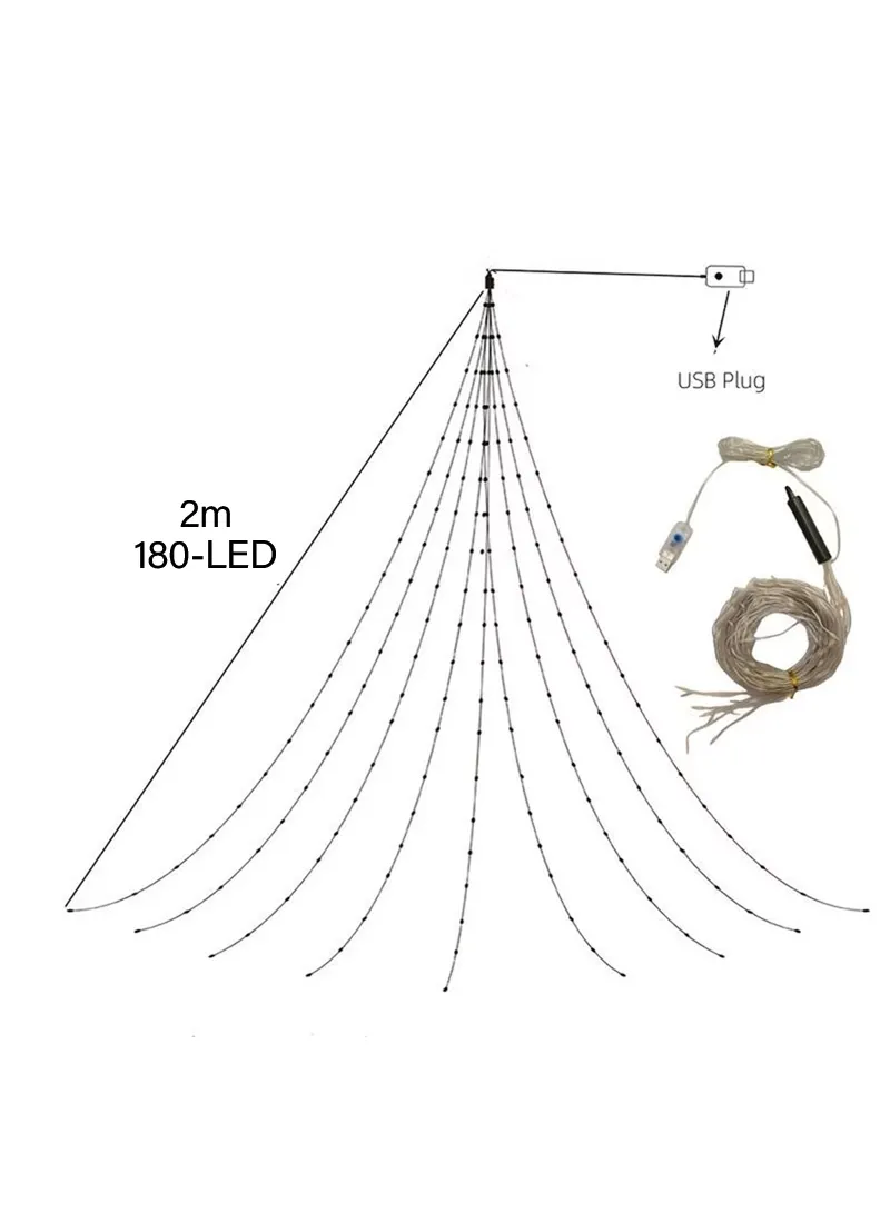 2m x 9 Hanging Light USB Powered Leather Horsetail String Light, Waterfall String Lights, Flexi β photo 3