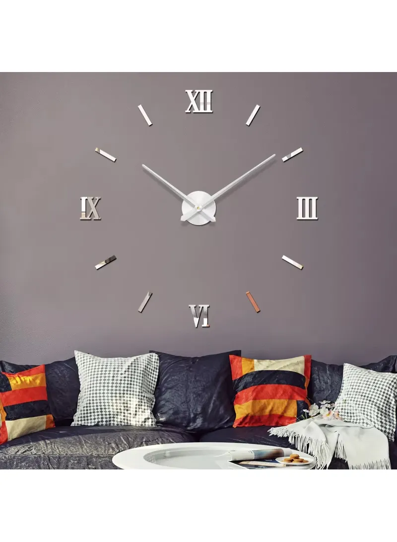 80cm 3D DIY Frameless Roman Numeral Silent Wall Clock, Battery Power Clock for Living Room, Off β photo 4