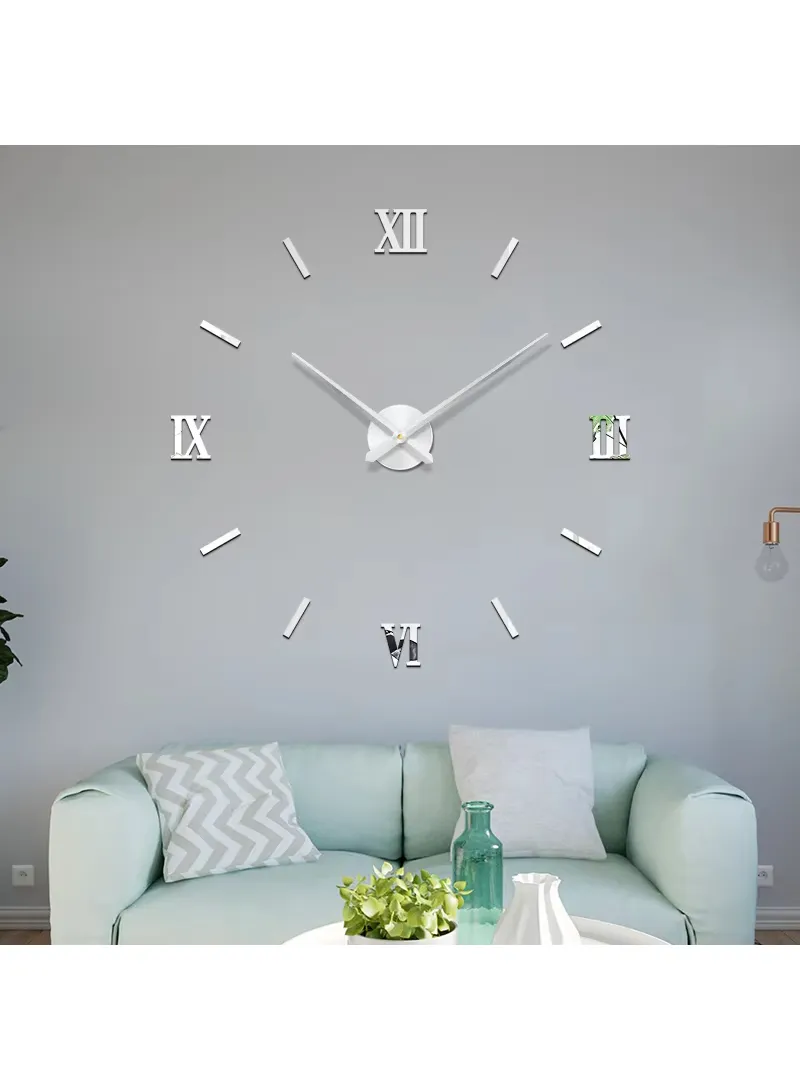 80cm 3D DIY Frameless Roman Numeral Silent Wall Clock, Battery Power Clock for Living Room, Off β photo 5