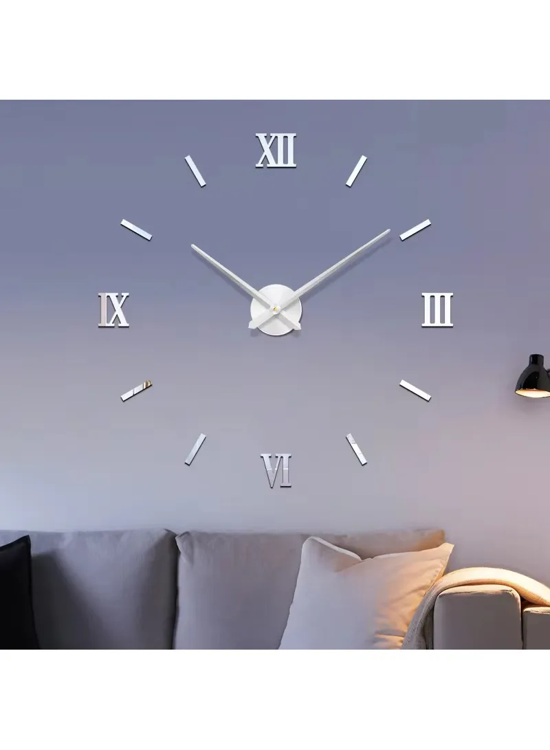 80cm 3D DIY Frameless Roman Numeral Silent Wall Clock, Battery Power Clock for Living Room, Off β photo 6