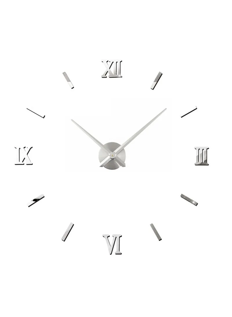 80cm 3D DIY Frameless Roman Numeral Silent Wall Clock, Battery Power Clock for Living Room, Off