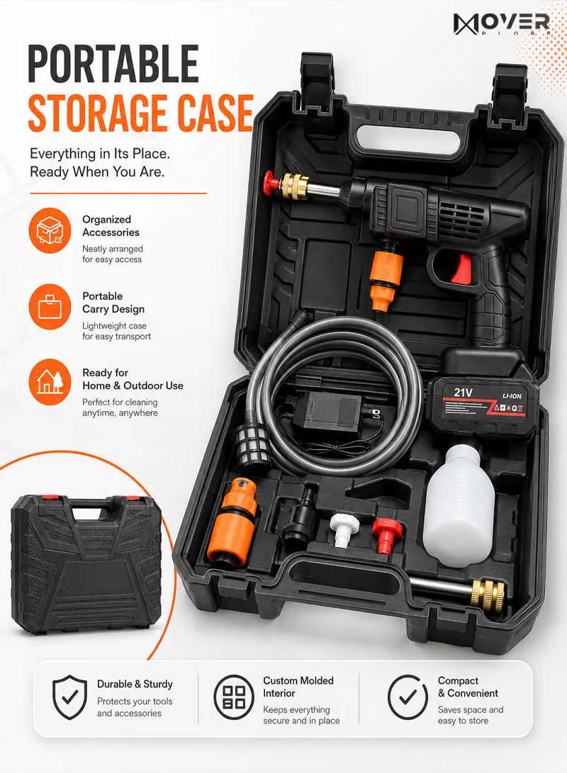 12Ah 21V Cordless Pressure Washer, 45Bar High Pressure Brushless Car Wash Gun with Foam Bottle β photo 9