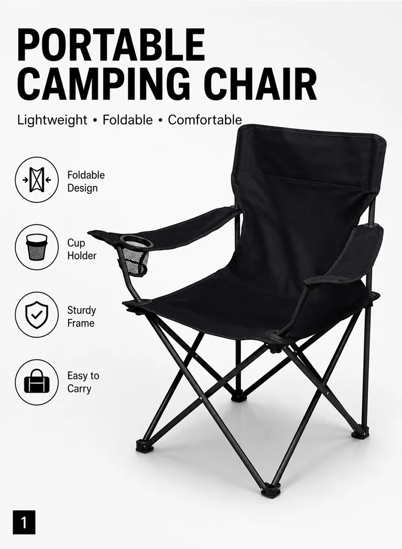 Portable Lightweight Outdoor Camping Chair with Cup Holder, Foldable Outdoor Activity Chair - B β photo 2