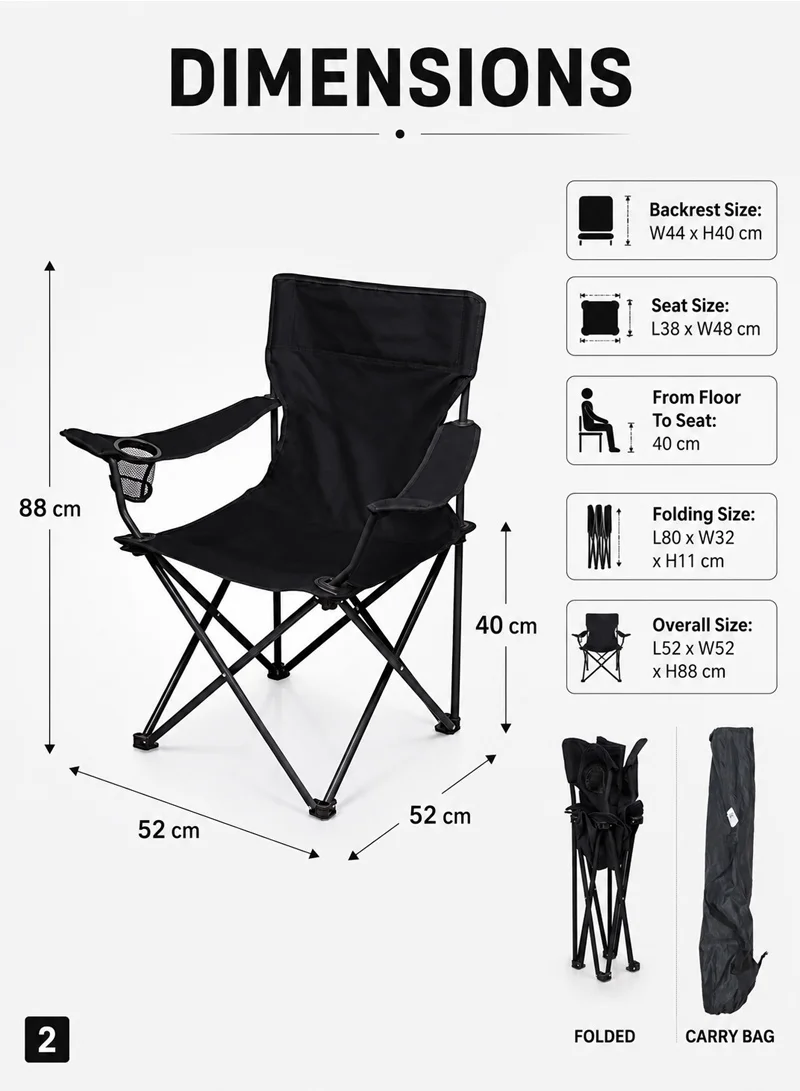 Portable Lightweight Outdoor Camping Chair with Cup Holder, Foldable Outdoor Activity Chair - B β photo 3